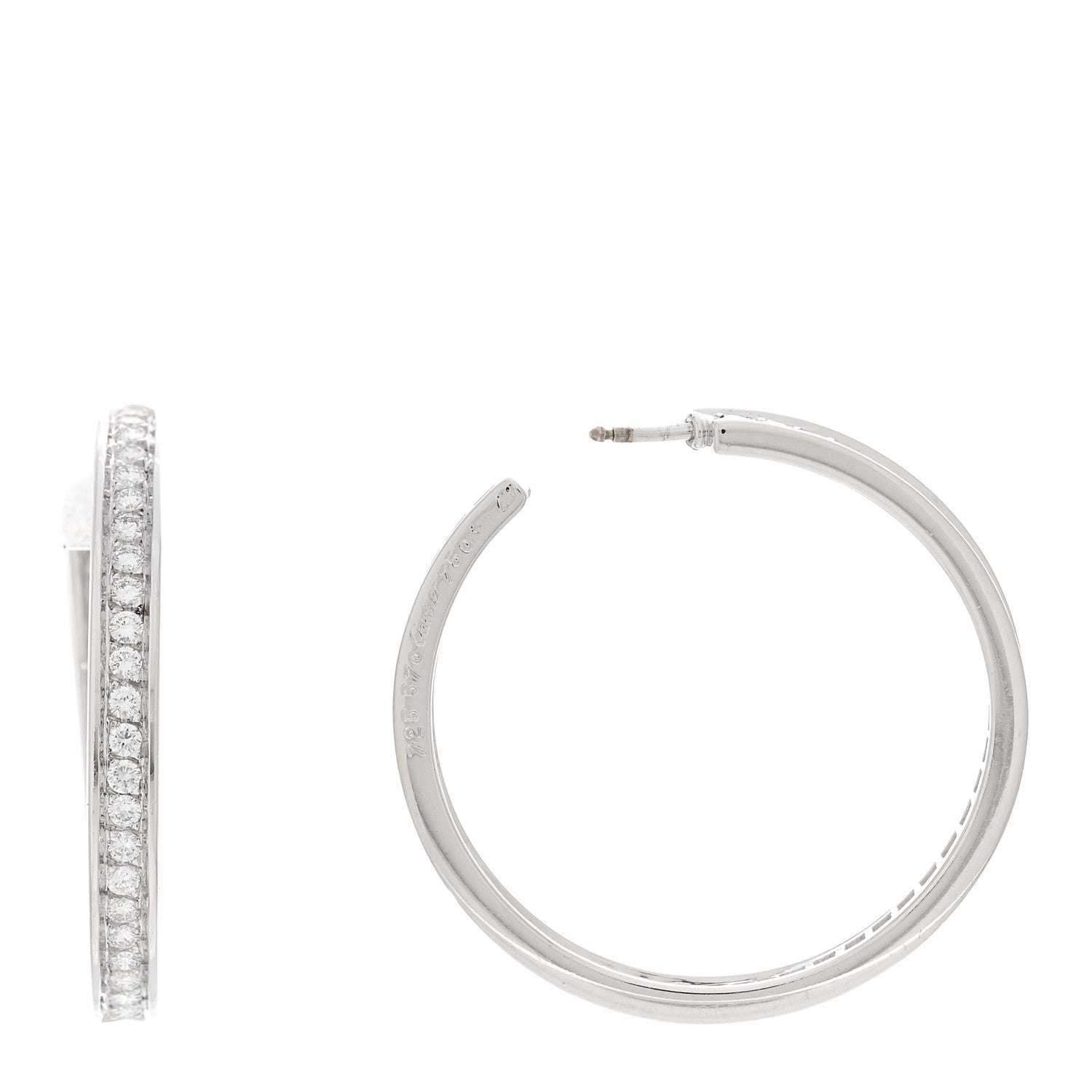 Cartier 18K White Gold Diamond 2.30ctw Inside Out Hoop Earrings 1 of 5