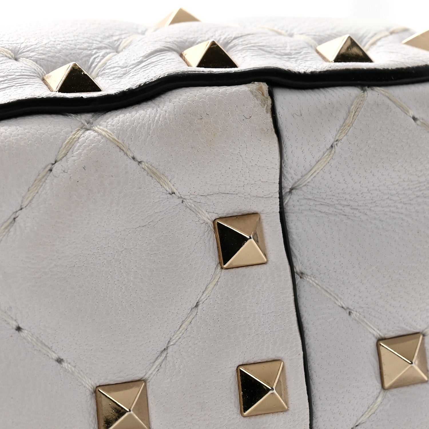 Valentino Garavani Lambskin VLTN Print Medium Rockstud Spike Shoulder Bag Optic White Black 11 of 14