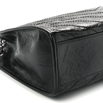 Saint Laurent Crinkled Calfskin Matelasse Monogram Medium Niki Shopper Tote Black 10 of 11