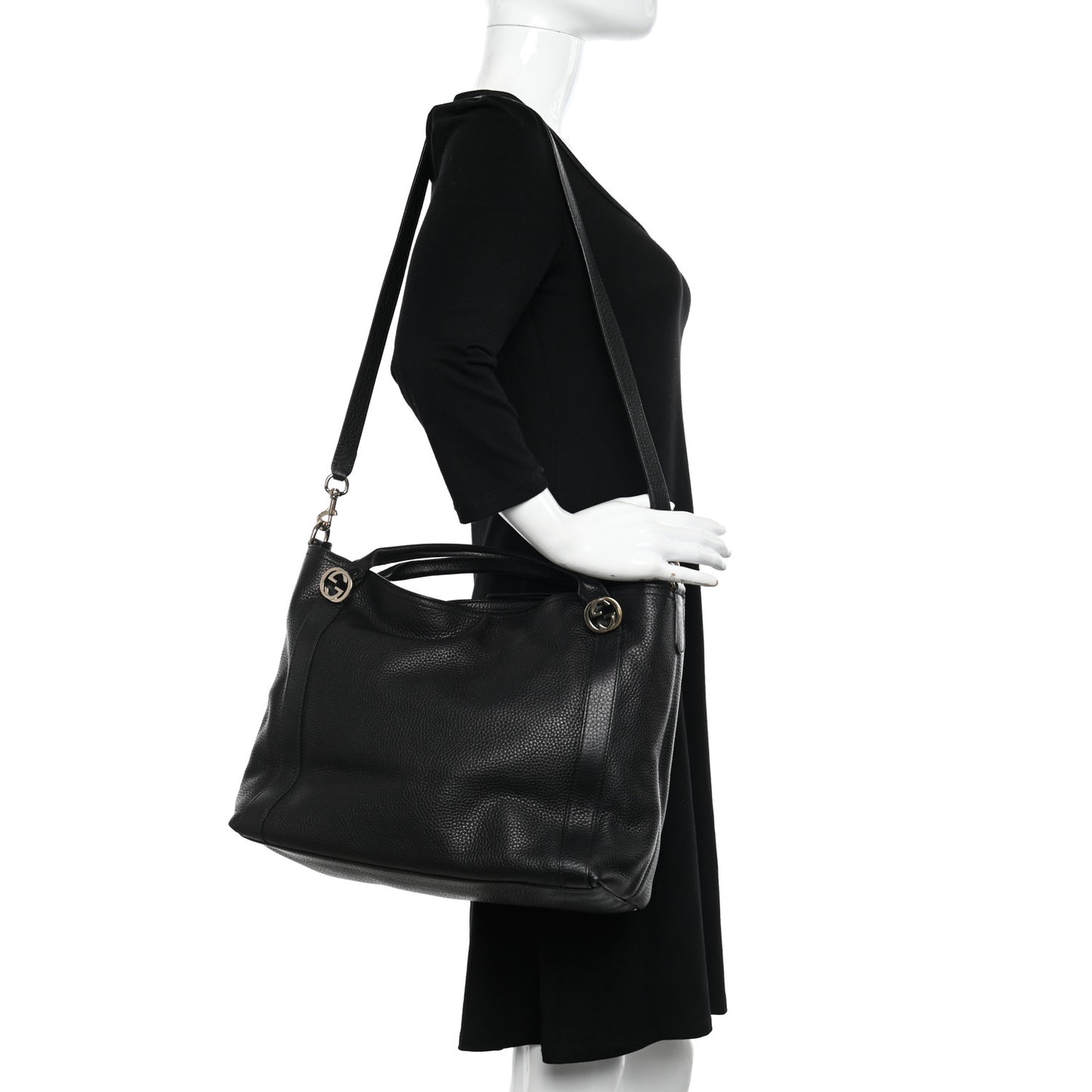 Cellarius Calfskin Medium Miss GG Top Handle Bag Black