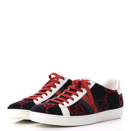 Gucci Terry Cloth GG Monogram Web Womens Ace Sneakers 40 Blue Red 3 of 12