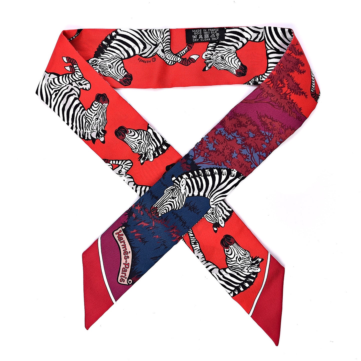 Silk Les Zebres Twilly Rouge Bleu Noir