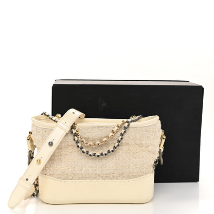 Chanel Tweed Calfskin Quilted Small Gabrielle Hobo Ivory 12 of 12
