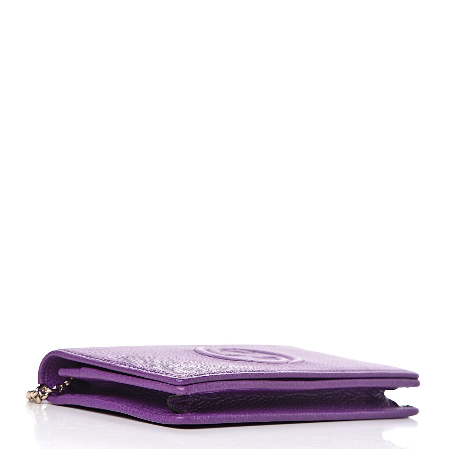 Pebbled Calfskin Soho Wallet on Chain Shine Purple
