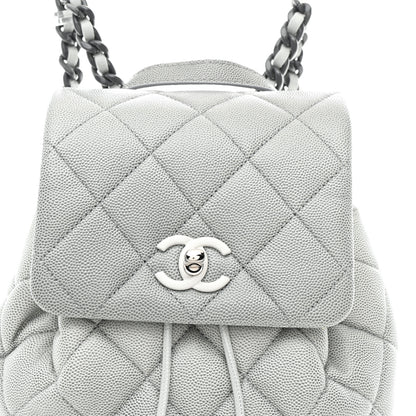 Chanel Shaded Caviar Quilted Lacquered CC My Everything Drawstring Backpack Dark Grey Light Grey 8 of 11