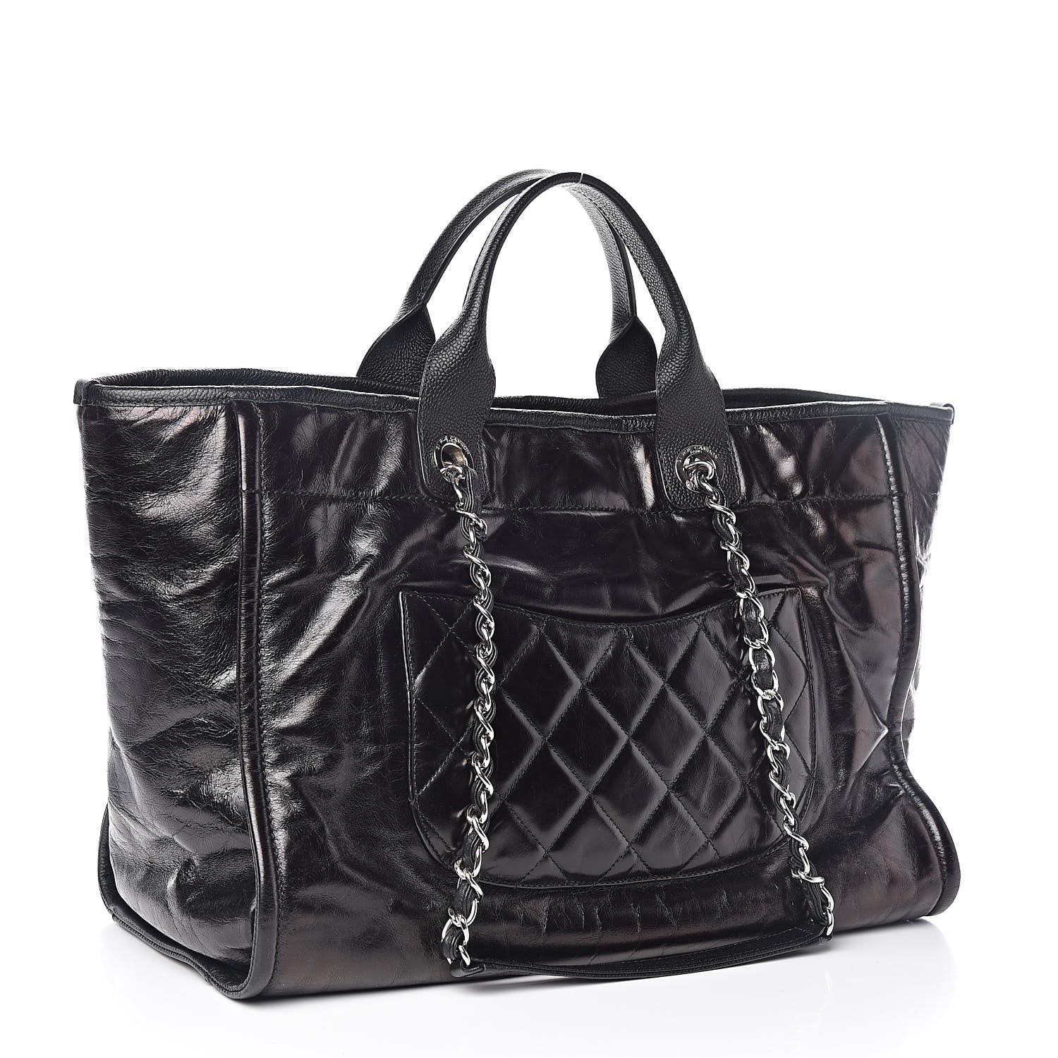 Chanel Glazed Calfskin Large Deauville Tote Black 3 of 11