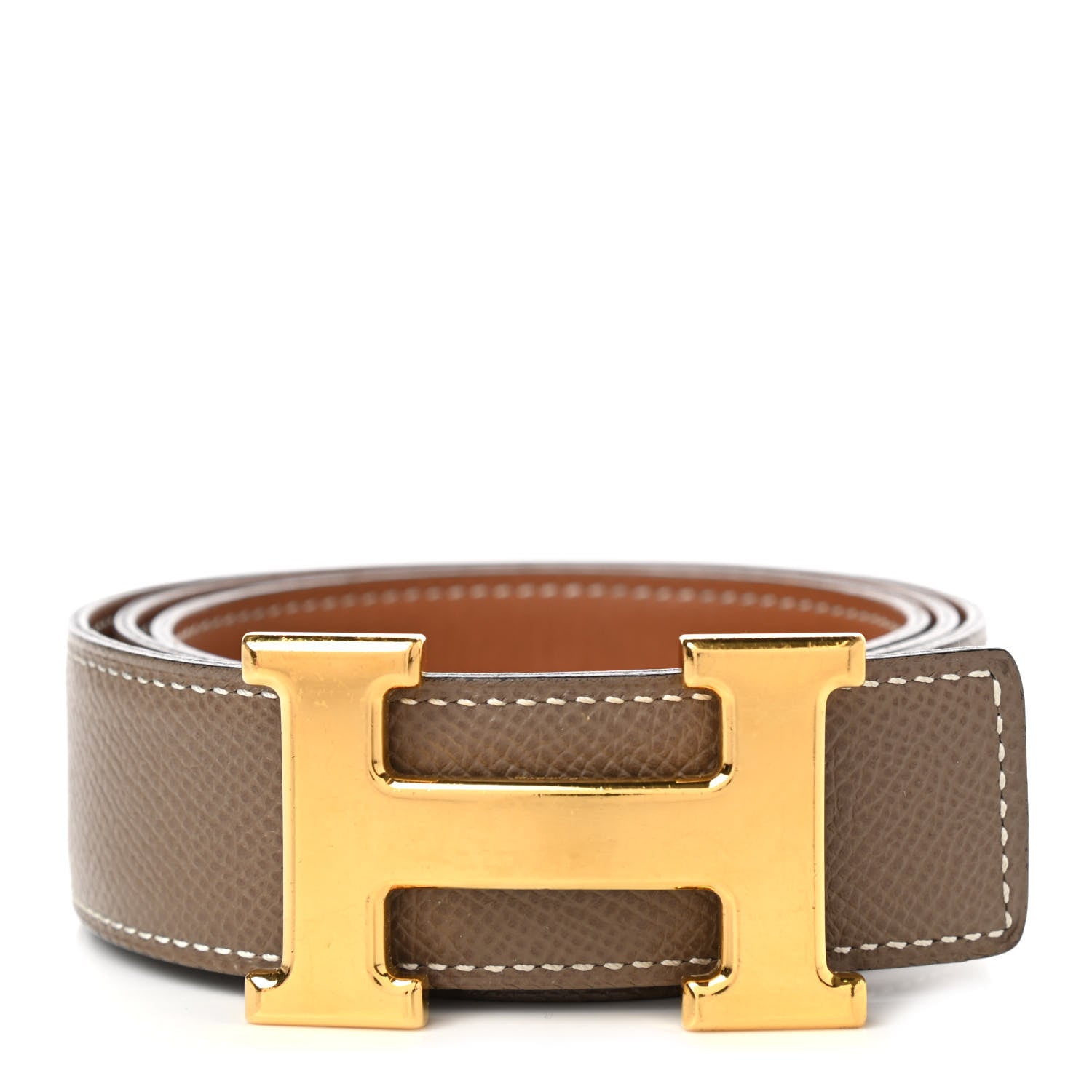 Hermes Swift Epsom 32mm H Belt 80 Gold Etoupe 1 of 6