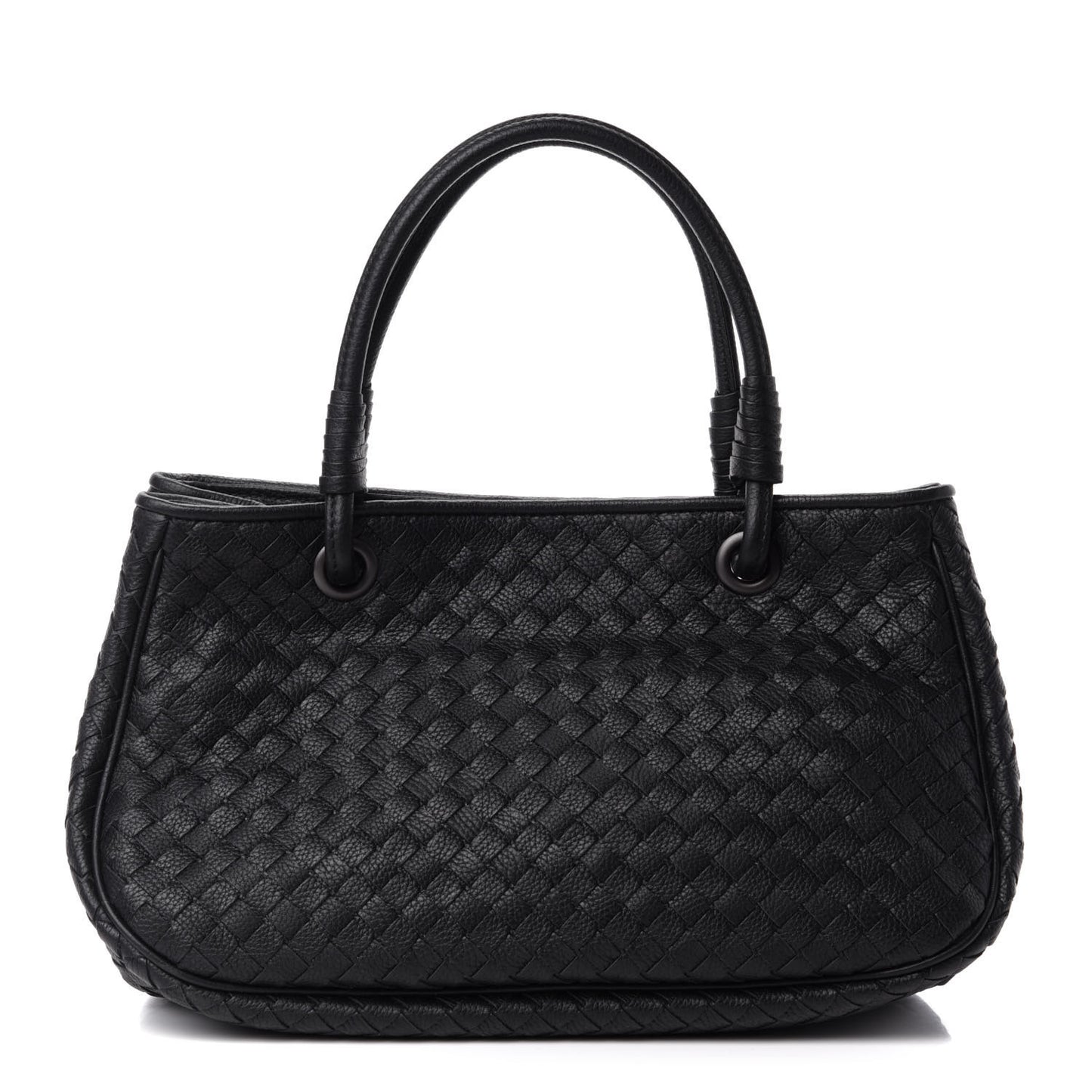 Grainy Calfskin Intrecciato Woven Tote Black