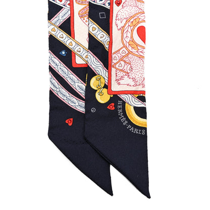 Hermes Silk Dame de Coeur Twilly Black Rouge Or 2 of 4