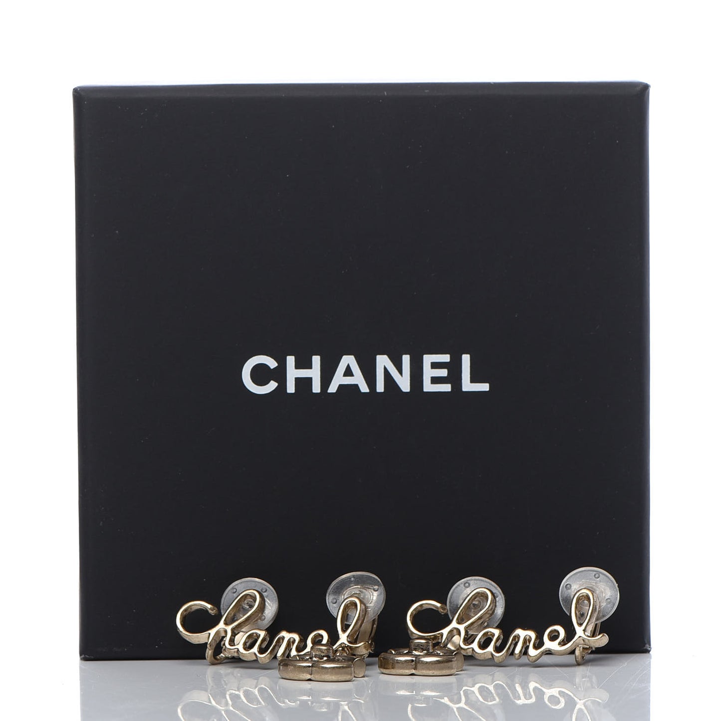 Metal CC Turnlock Climber Clip On Earrings Gold