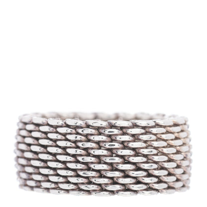 Tiffany Sterling Silver Mesh Somerset Ring 56 7.5 1 of 4