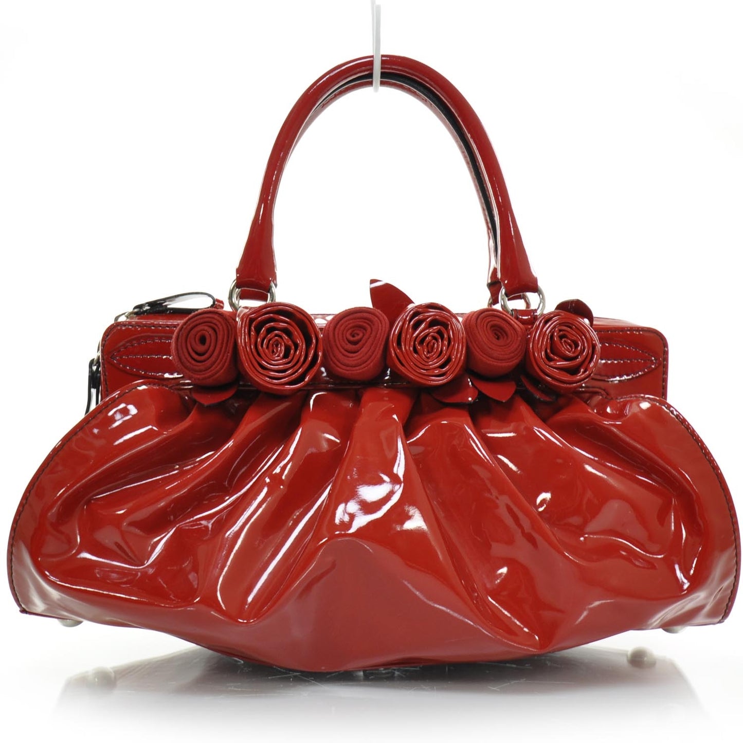 Coated Canvas Lacca Fleur Frame Bag Red