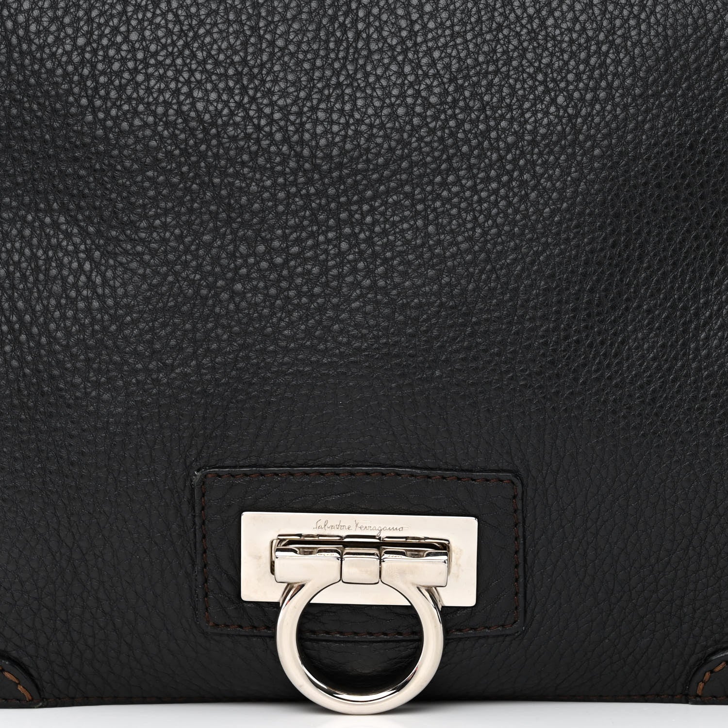 Salvatore Ferragamo Grained Calfskin Gancini Flap Shoulder Bag Black 7 of 10