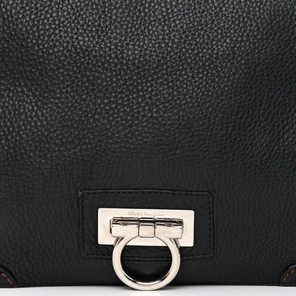 Salvatore Ferragamo Grained Calfskin Gancini Flap Shoulder Bag Black 7 of 10