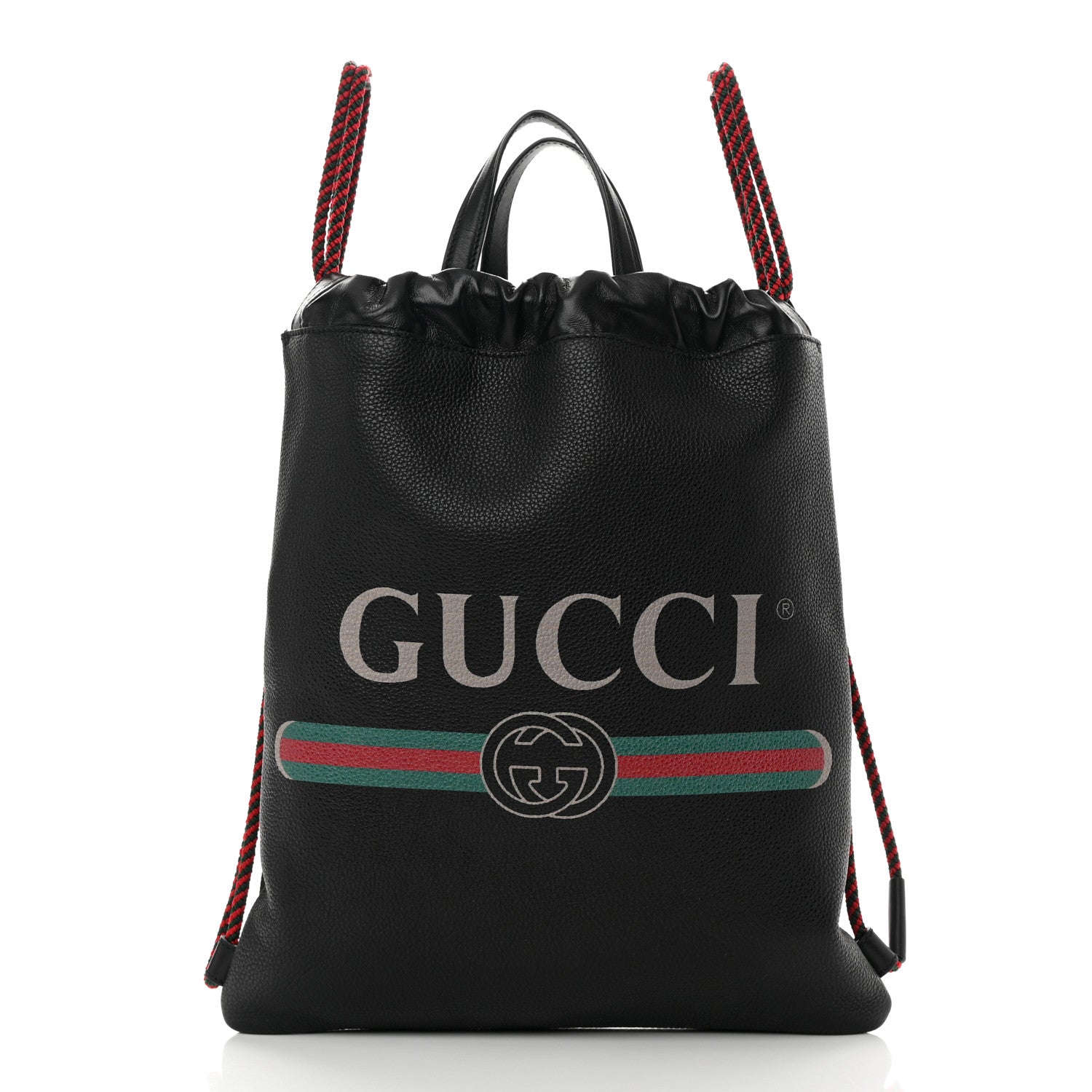 Gucci Calfskin Logo Drawstring Backpack Black 3 of 11