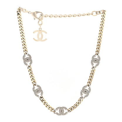 Chanel Crystal Chain CC Link Choker Gold Silver 3 of 6