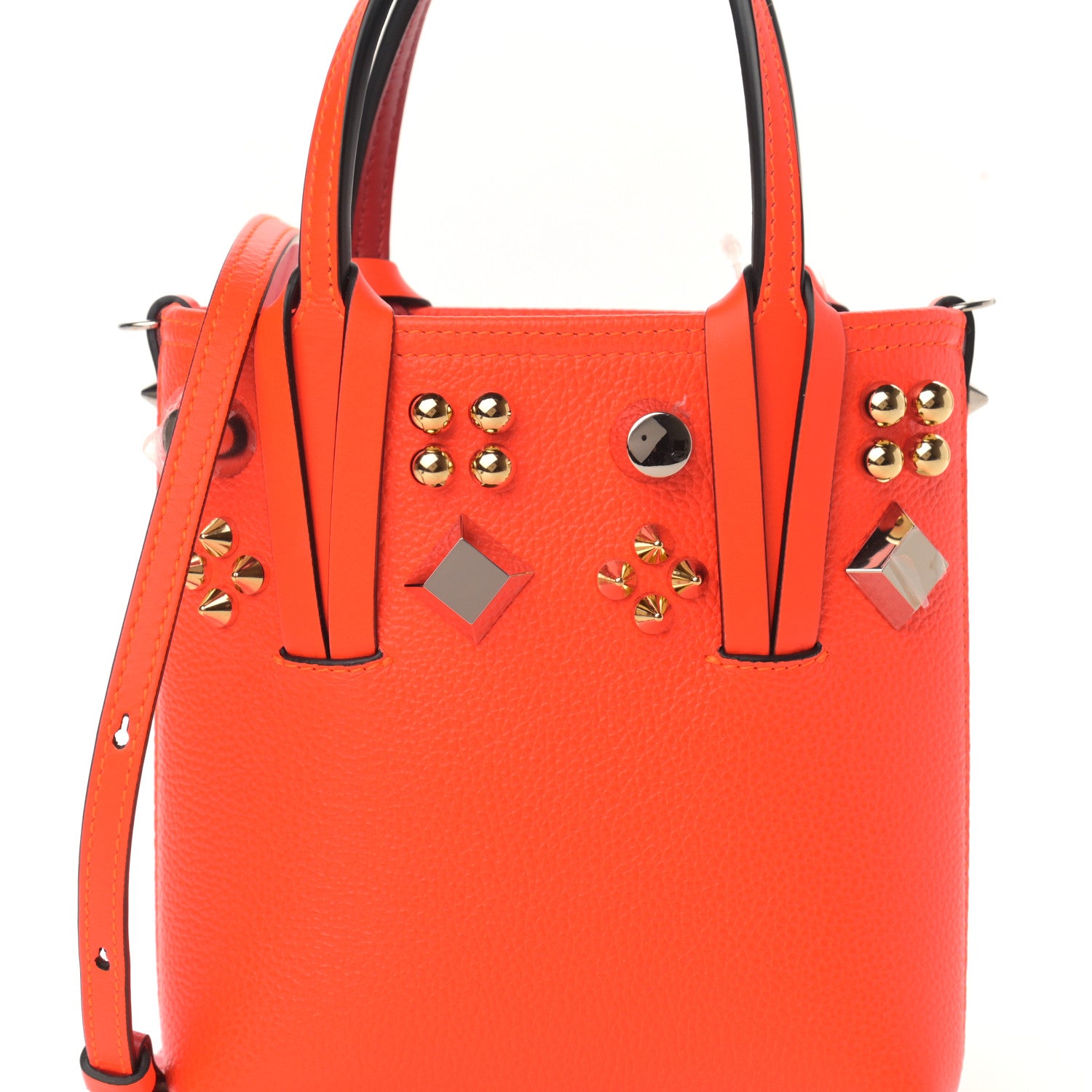 Christian Louboutin Calfskin Empire Spike Studded Mini North South Cabata Tote Red 8 of 10