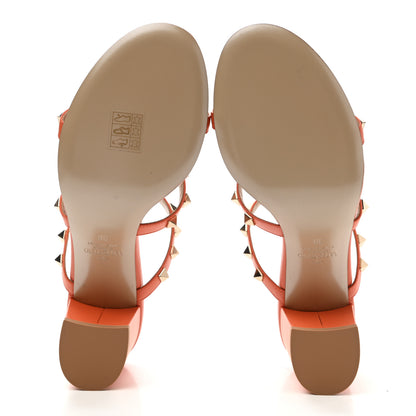 Valentino Garavani Calfskin Rockstud 60mm Caged Slide Sandals 38 Orange Zest 5 of 9
