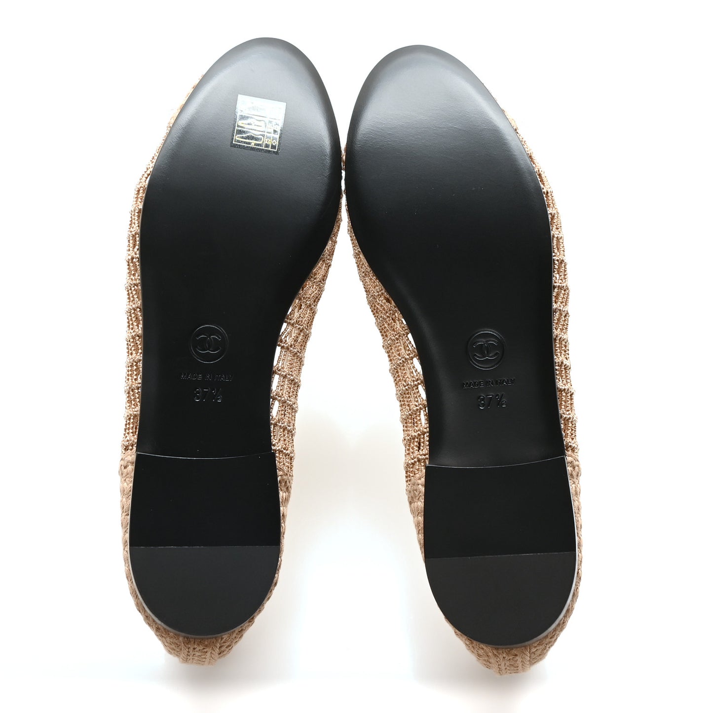 Raffia Cap Toe Ballerina Flats 37.5 Dark Beige