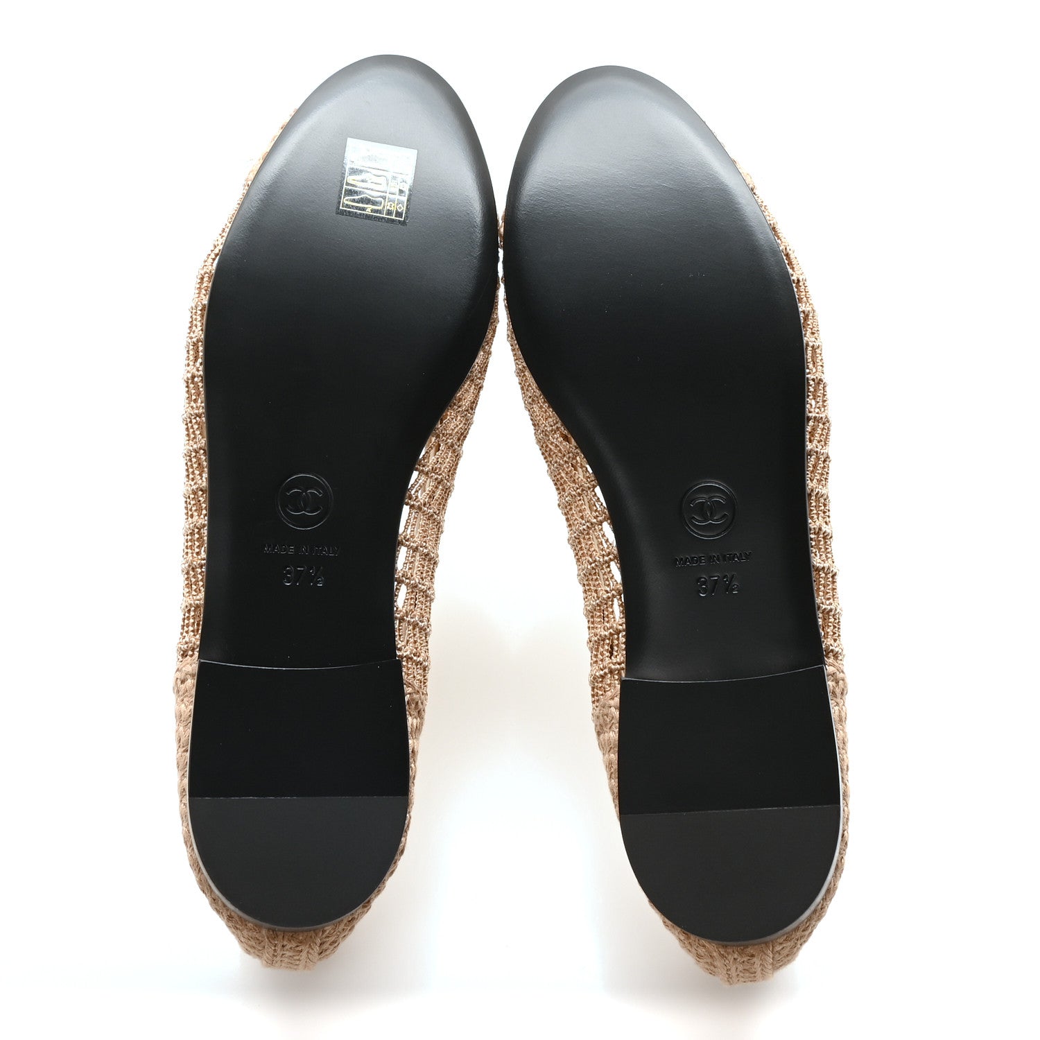 Chanel Raffia Cap Toe Ballerina Flats 37.5 Dark Beige 6 of 8