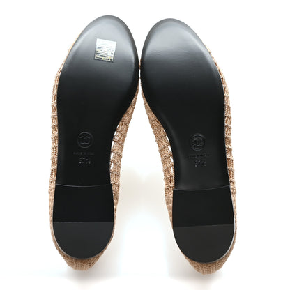 Chanel Raffia Cap Toe Ballerina Flats 37.5 Dark Beige 6 of 8