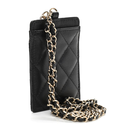 Chanel Lambskin Quilted Card Holder On Chain Black 3 of 6
