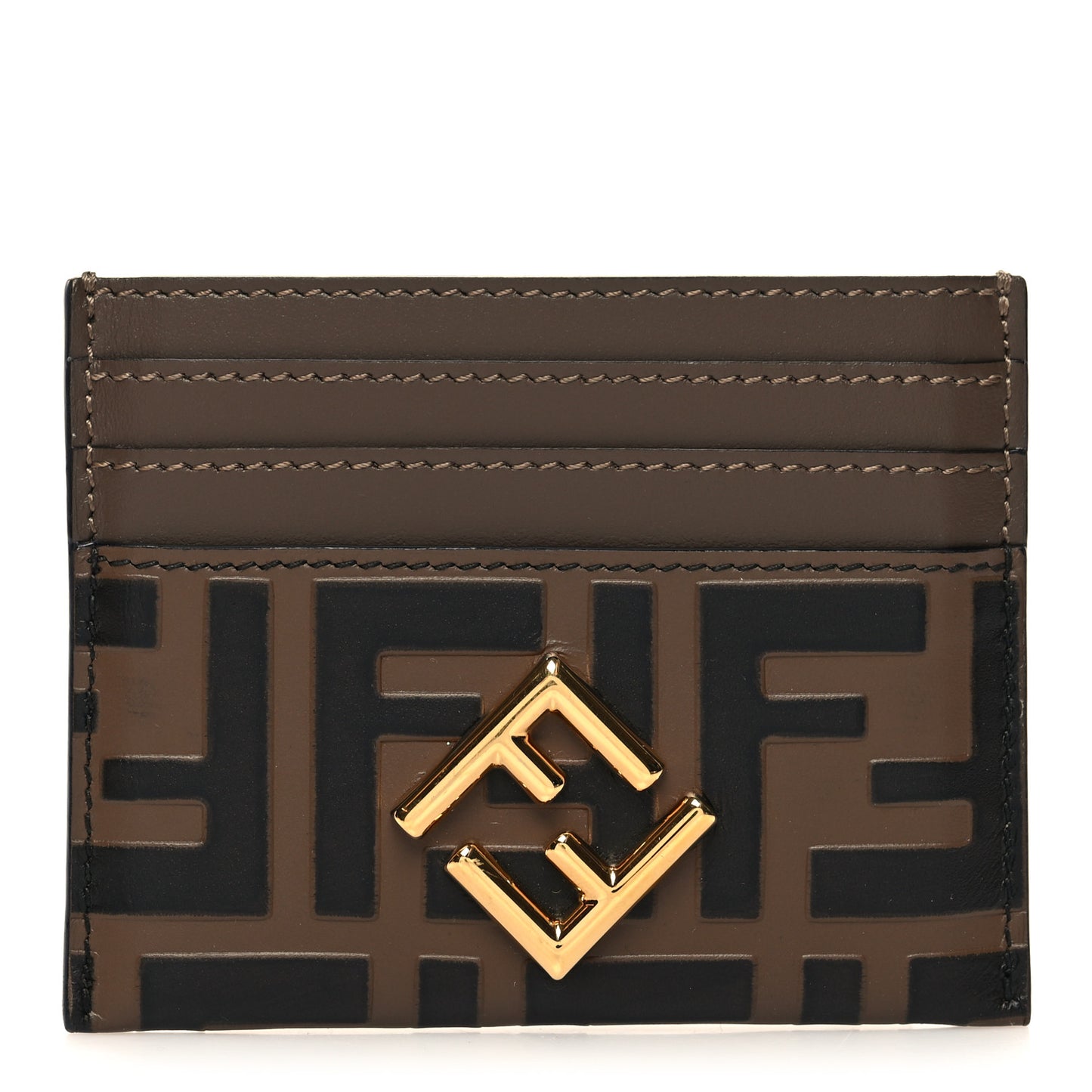 Vitello Ceylon Bi-Color FF 1974 Embossed FF Diamonds Card Holder Maya Black