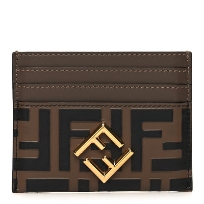 Fendi Vitello Ceylon Bi-Color FF 1974 Embossed FF Diamonds Card Holder Maya Black 1 of 9