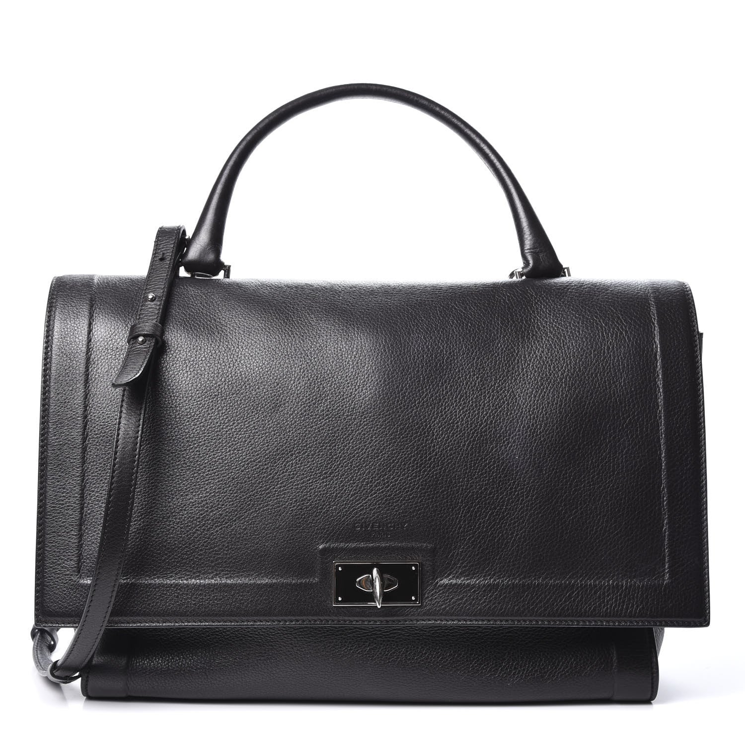 Givenchy Grained Calfskin Medium Shark Lock Satchel Black 1 of 14