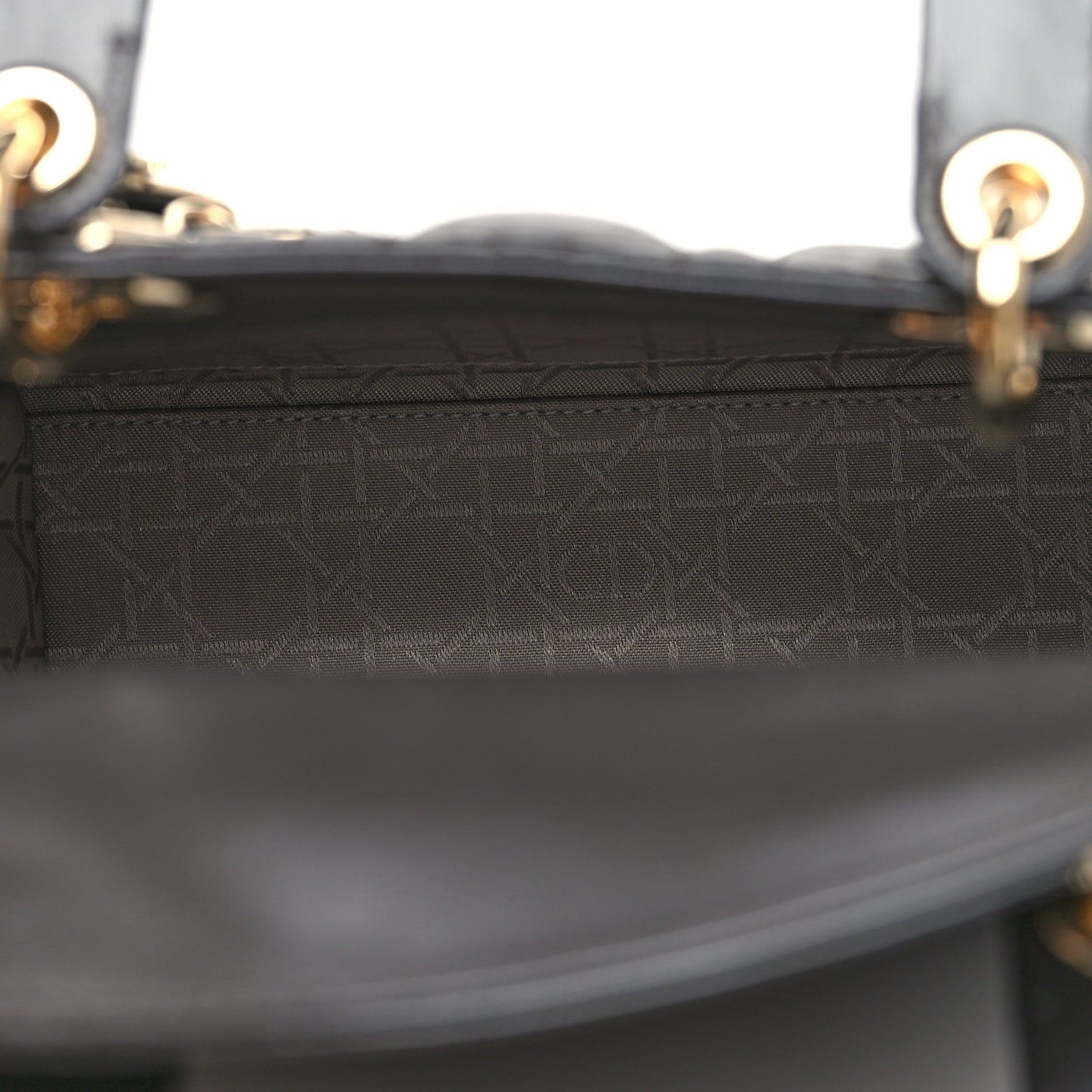 Lambskin Cannage Small Lucky Badges My Lady Dior Dark Grey