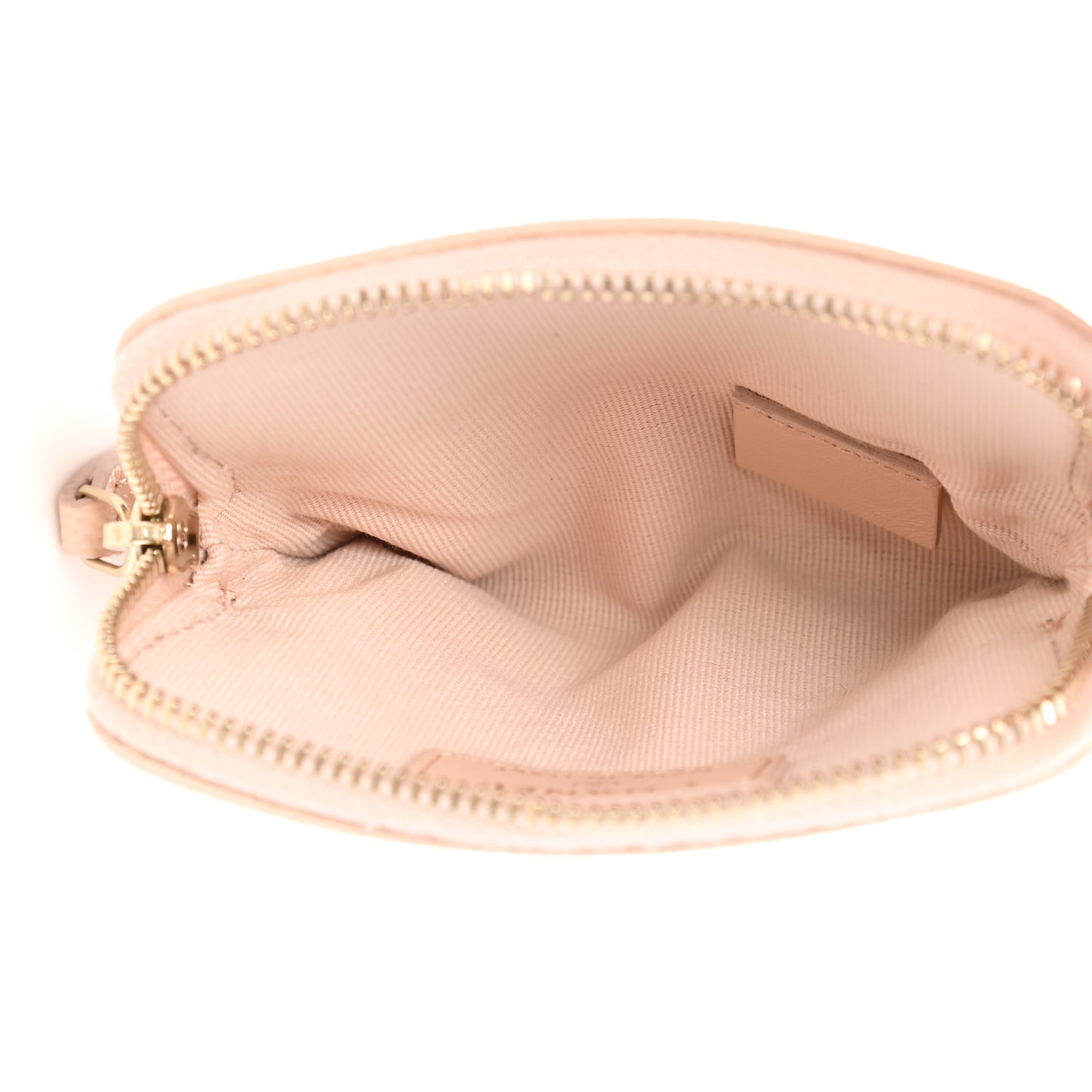 Caviar Quilted Zip Card Holder Wallet Light Beige