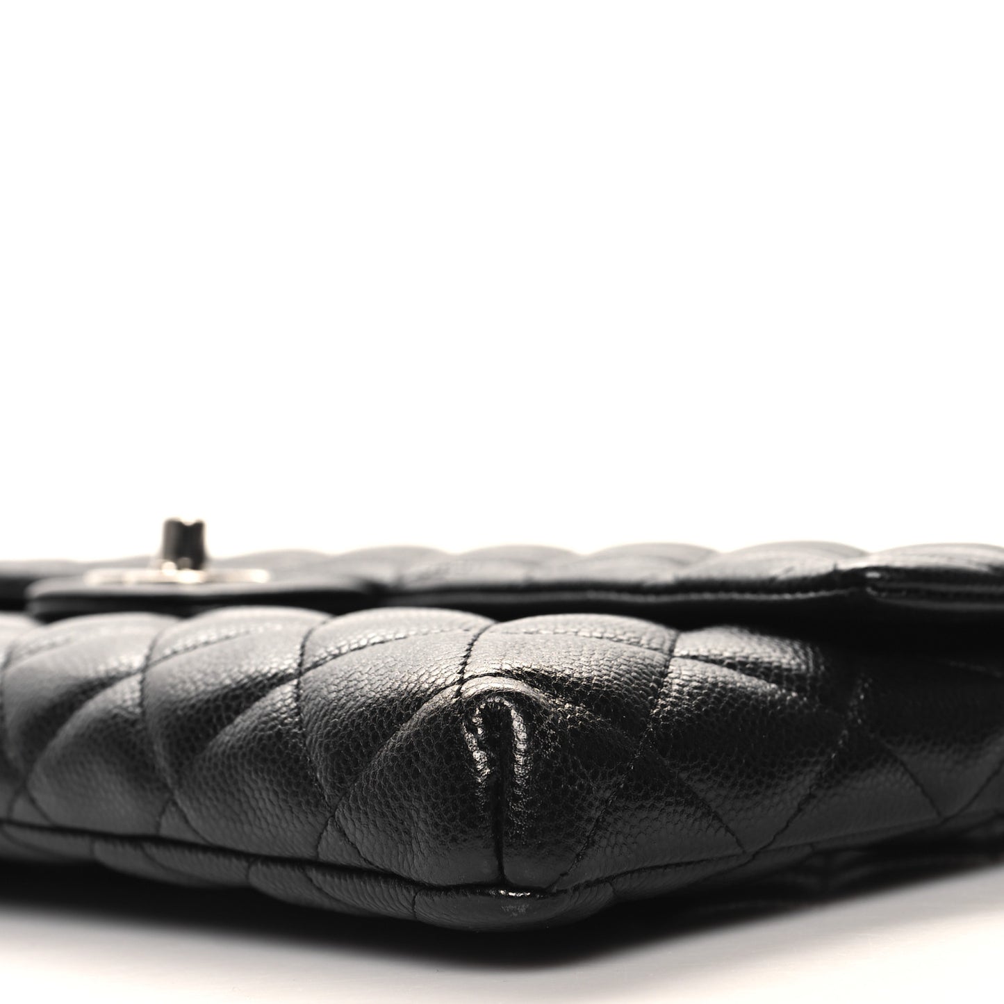 Caviar Quilted Flap Clutch Black