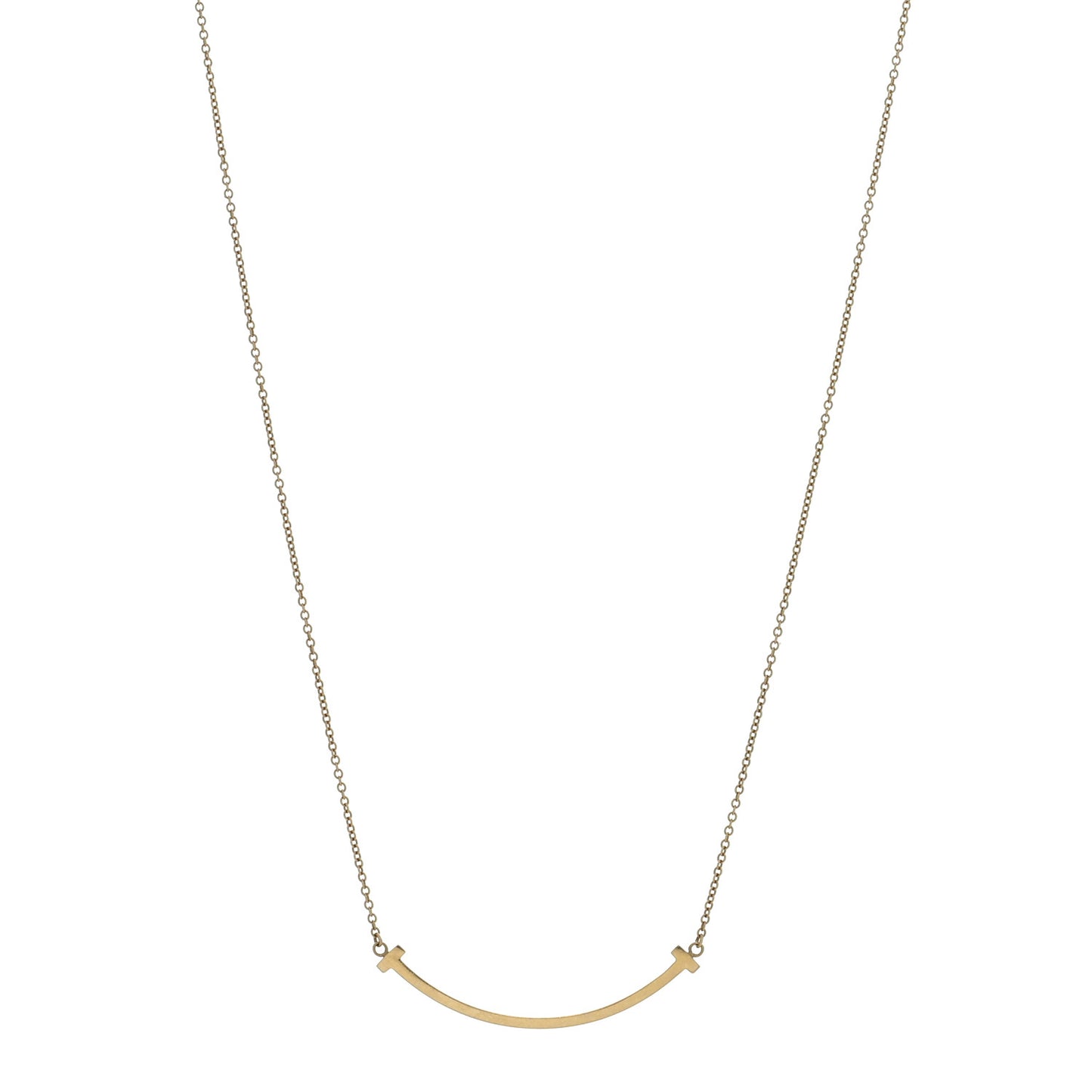 18K Yellow Gold Small T Smile Pendant Necklace