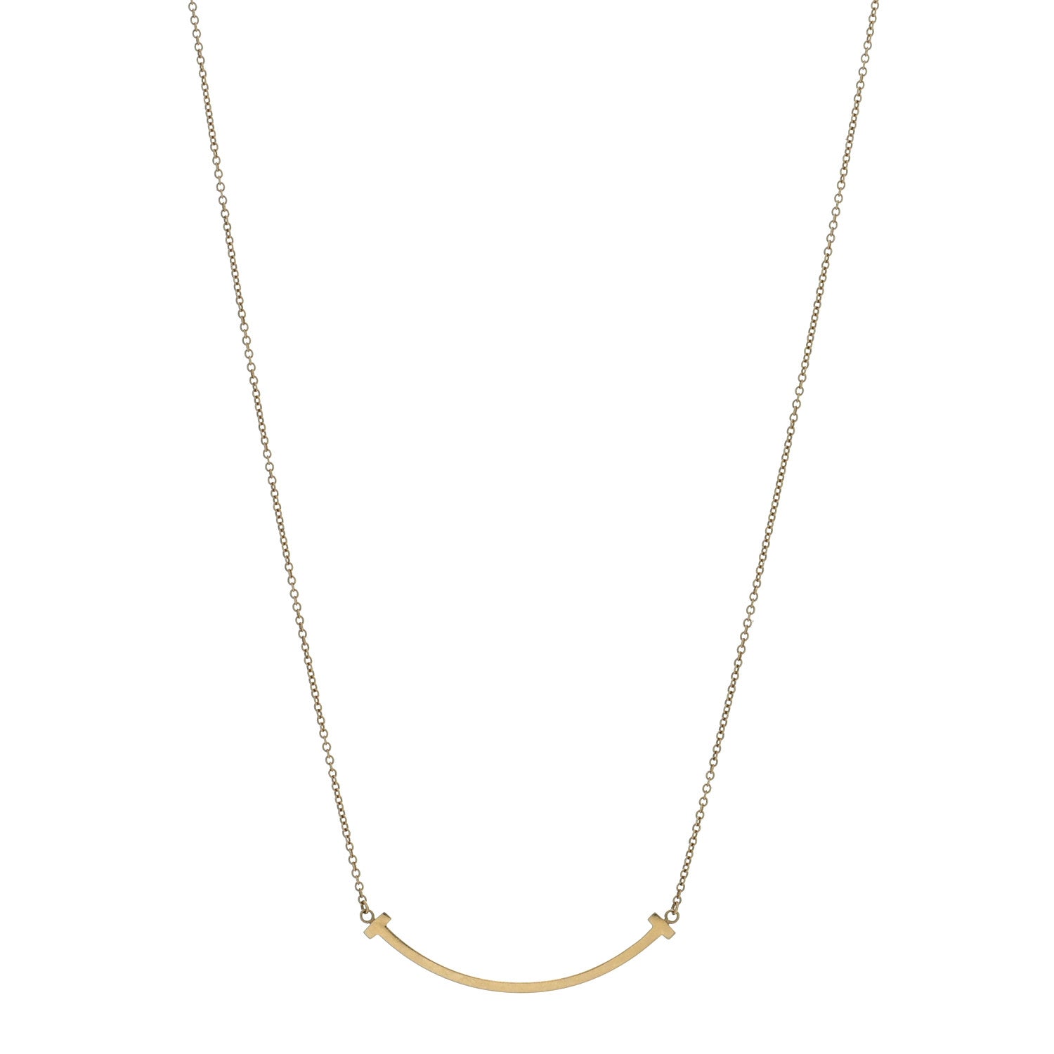 Tiffany 18K Yellow Gold Small T Smile Pendant Necklace 1 of 4