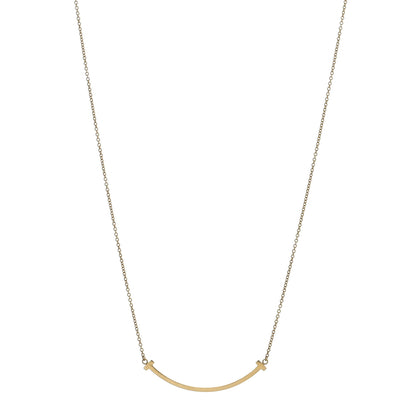 Tiffany 18K Yellow Gold Small T Smile Pendant Necklace 1 of 4