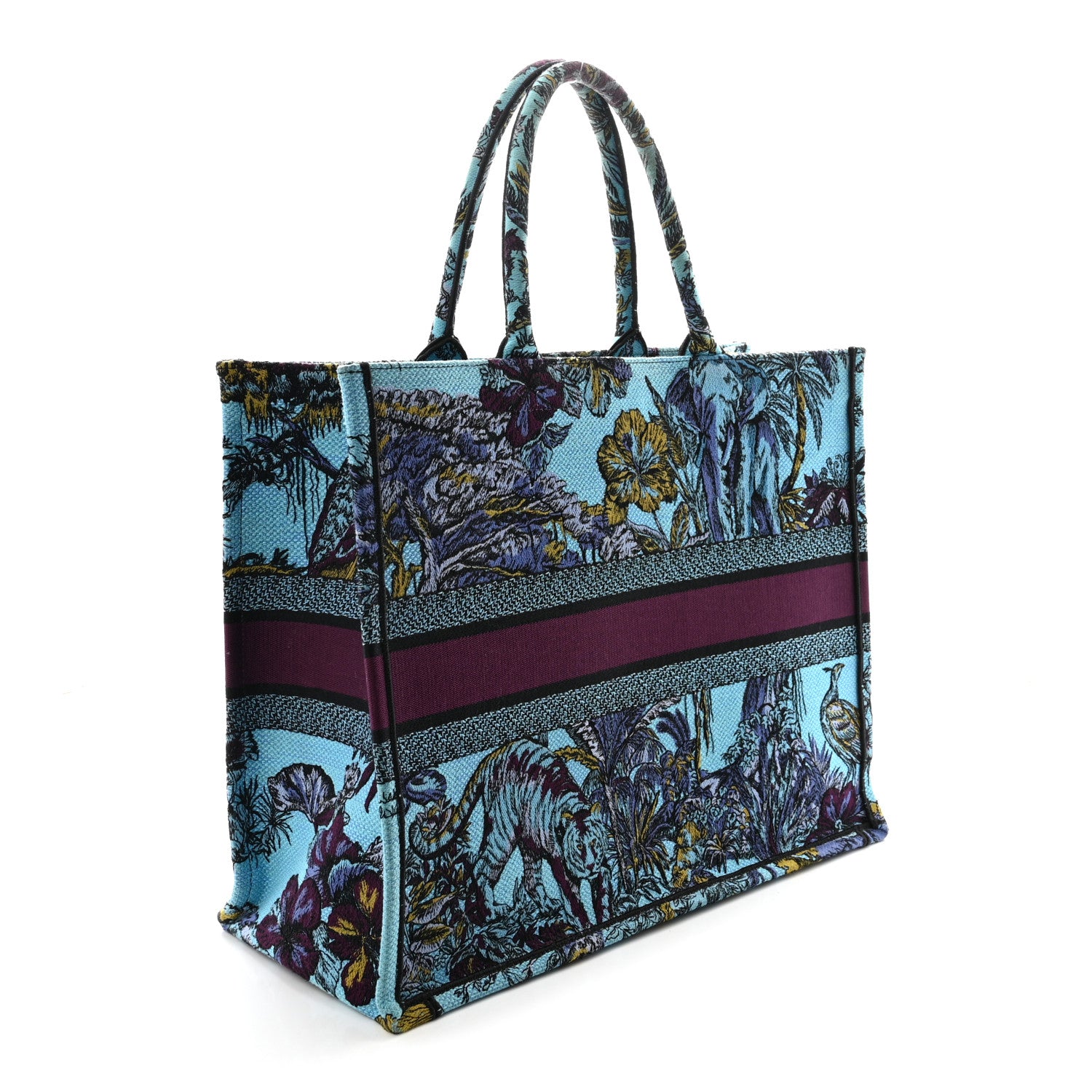 Christian Dior Canvas Embroidered Large Toile de Jouy Voyage Book Tote Celestial Blue 3 of 10