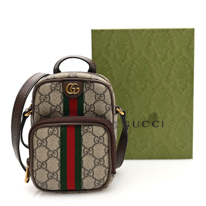 Gucci GG Supreme Monogram Web Mini Ophidia Double Zip Messenger Bag Beige New Acero 11 of 11