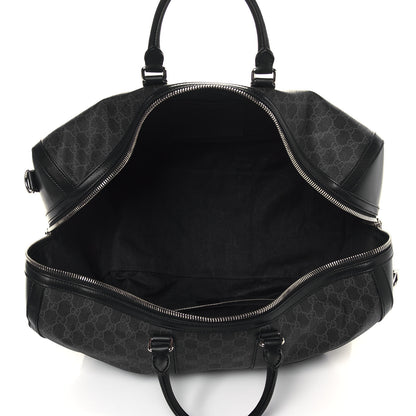 Gucci Soft GG Supreme Monogram Appia Calfskin Web Large Carry On Duffle Bag Black Grey 5 of 15