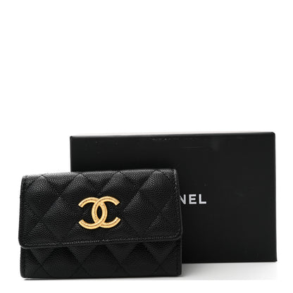 Chanel Caviar Quilted Textured CC Flap Card Holder Black 9 of 9
