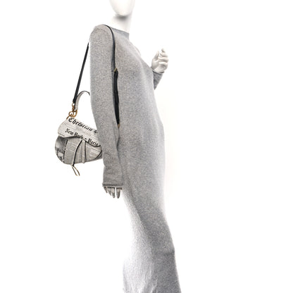 Christian Dior Calfskin Newspaper Printed Saddle Bag With Strap Black White 2 of 10