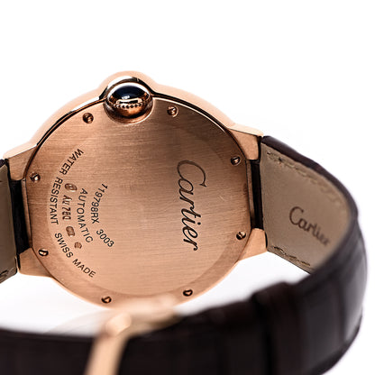 Cartier 18K Pink Gold Alligator 36mm Ballon Bleu De Cartier Automatic Watch 4 of 7