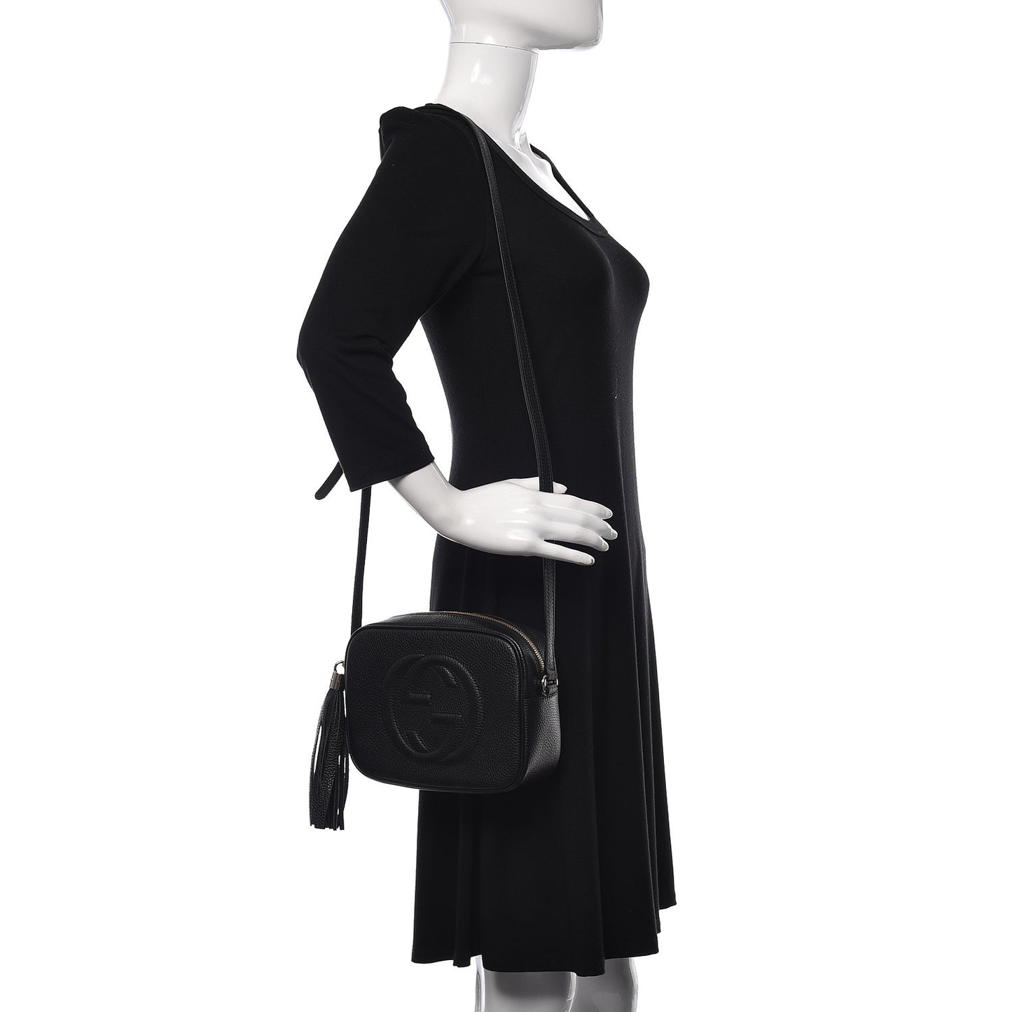Pebbled Calfskin Small Soho Disco Bag Black