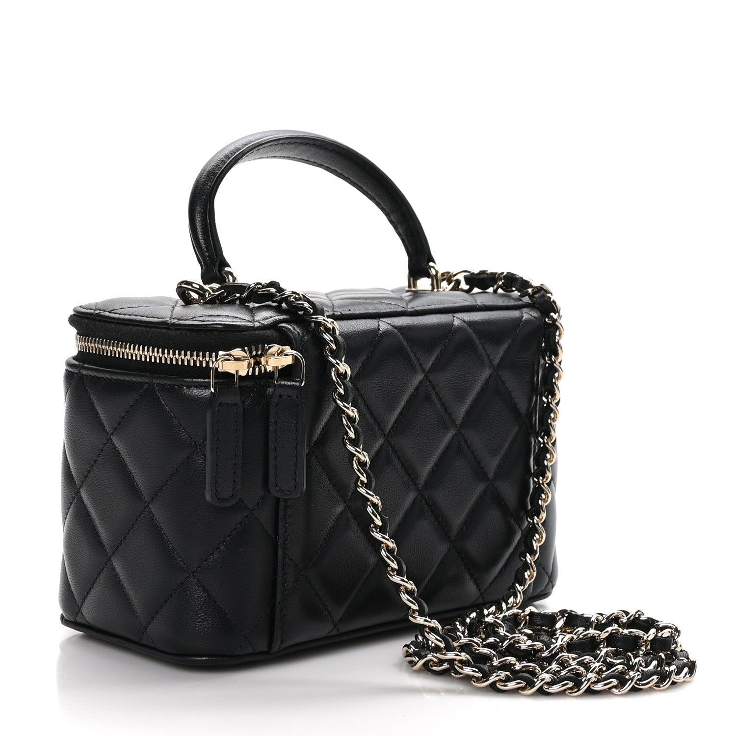 Chanel Lambskin Quilted Small Top Handle Vanity Case With Chain Black 3 of 13