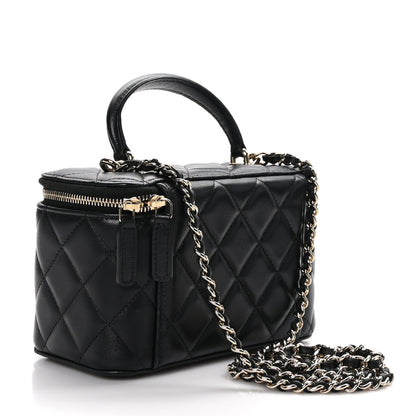 Chanel Lambskin Quilted Small Top Handle Vanity Case With Chain Black 3 of 13
