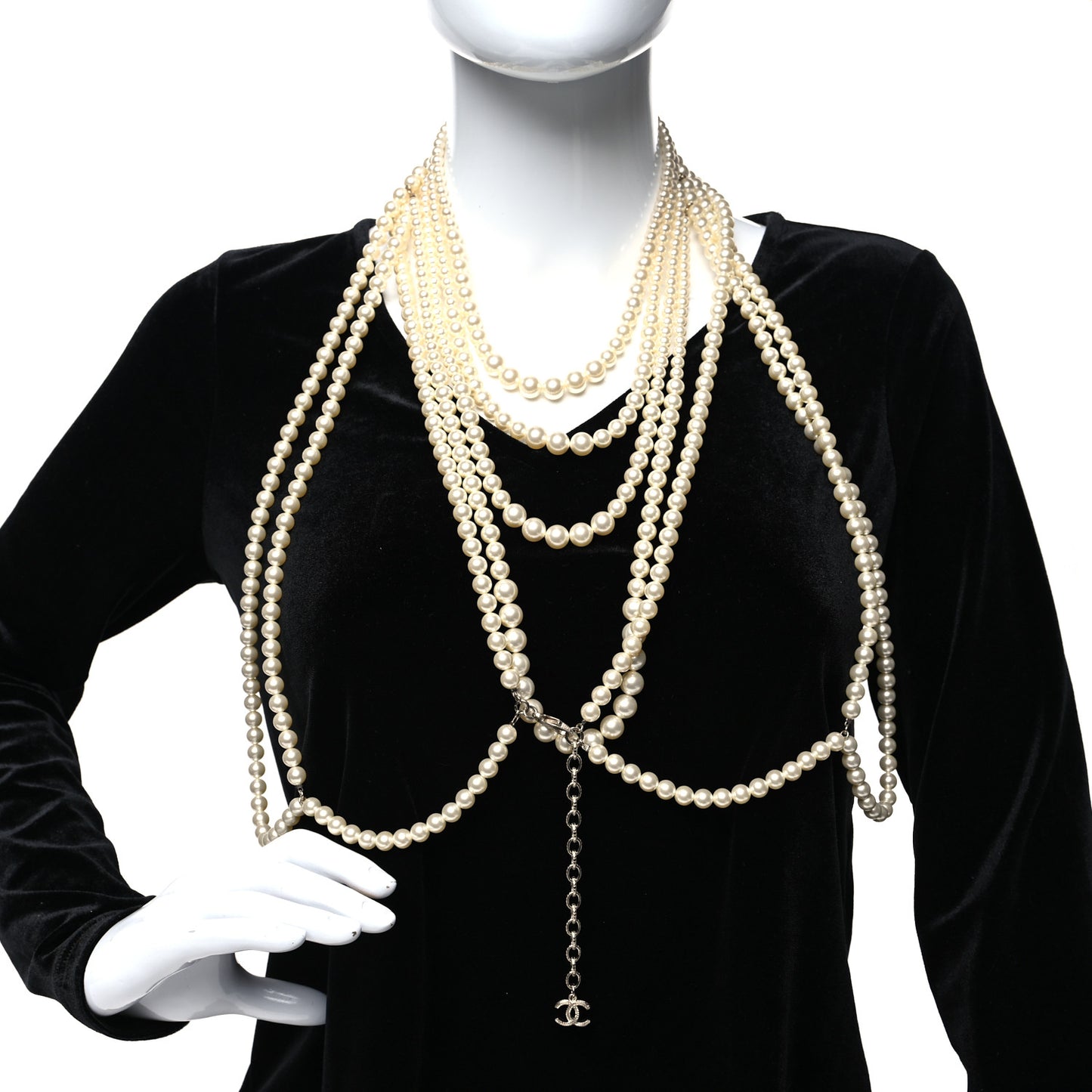 Gripoix Poured Glass Pearl CC Layered Pendant Necklace Yellow