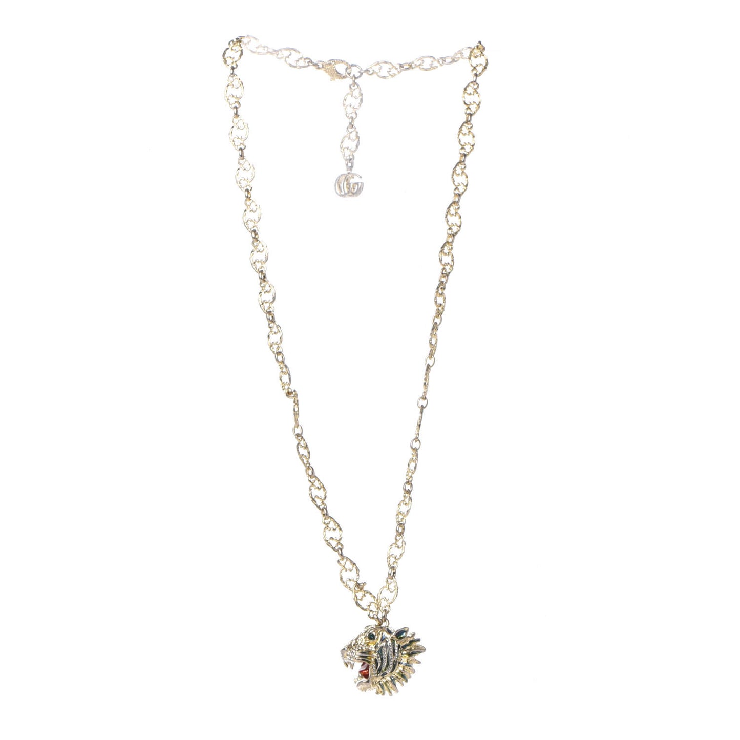 Metal Crystal Enamel Rajah Necklace Gold Blue