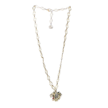 Gucci Metal Crystal Enamel Rajah Necklace Gold Blue 3 of 7