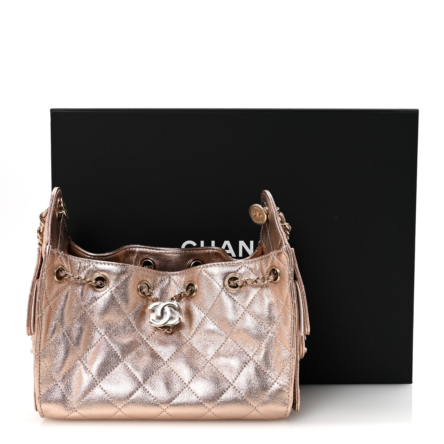Chanel Metallic Caviar Quilted Mini Chanel 25 Handbag Copper 11 of 11