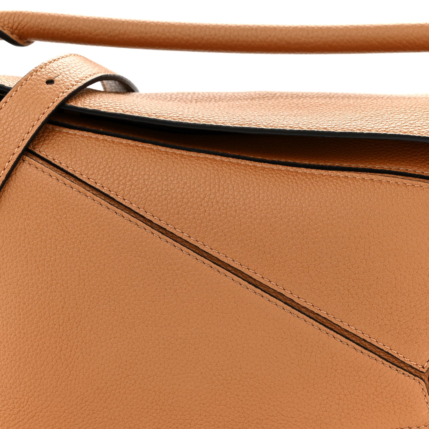 Grained Calfskin Small Puzzle Bag Tan