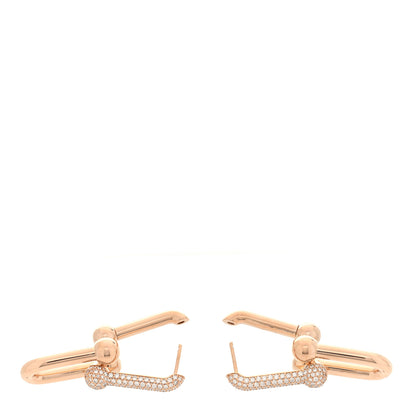 Tiffany 18K Rose Gold Diamond HardWear Link Earrings 3 of 5